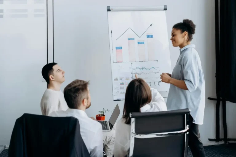 a group of people discussing organizational growth