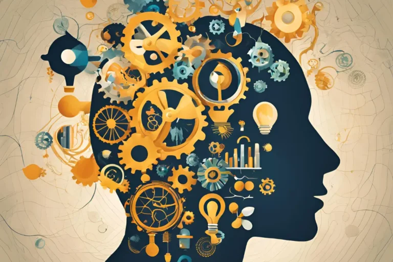 an abstract picture of different cogwheels and ideas