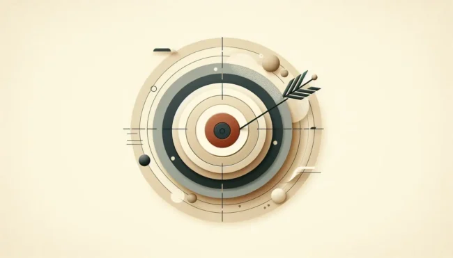 Minimalist target with an arrow hitting the bullseye, symbolizing focus.